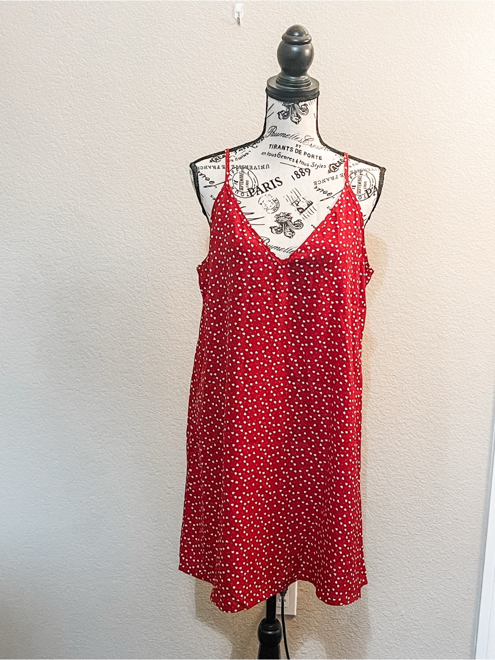 SHEIN Red Polka Dot Slip Dress with White Spots